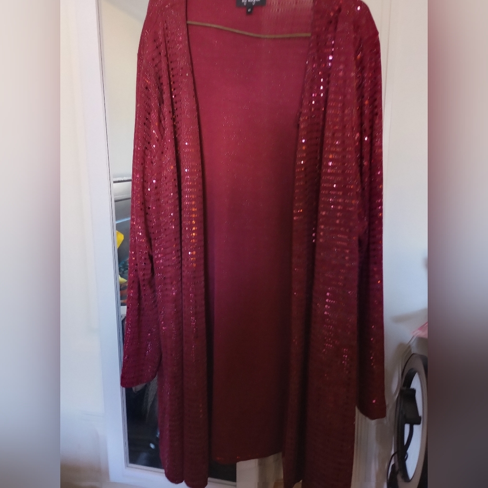 Elegant Red Sequin Women's Sweater